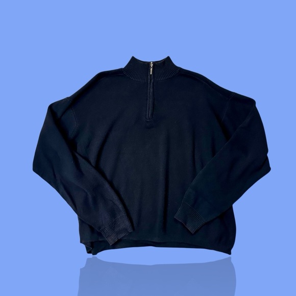 Oscar de la Renta Men's Black Cotton Blend Quarter Zip Collared Sweater Sz XXL - Picture 1 of 9